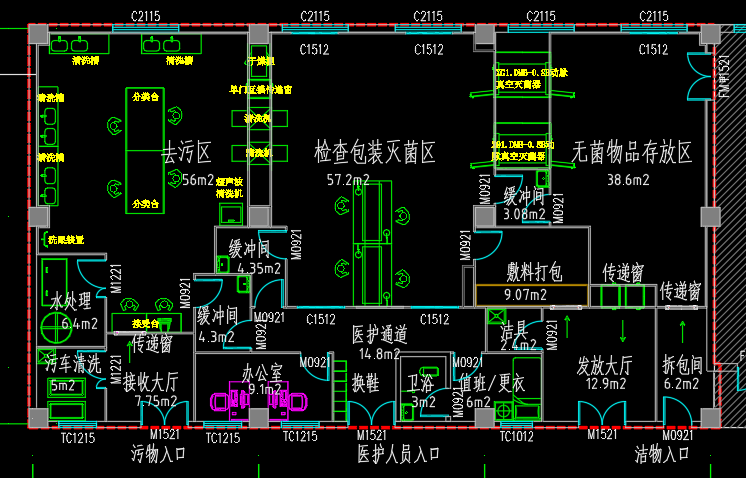 供应室平面布局图图片